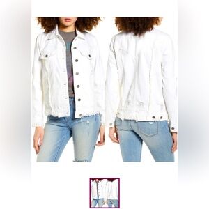 BlankNYC Sharkbite Frayed Hem Denim Jacket White Denim Jacket